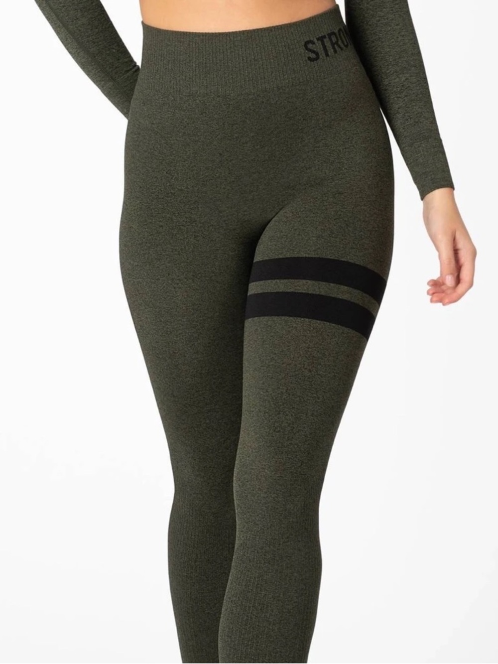 Stronger Power Forrest Green Marled Seamless‎ Athletic Leggings